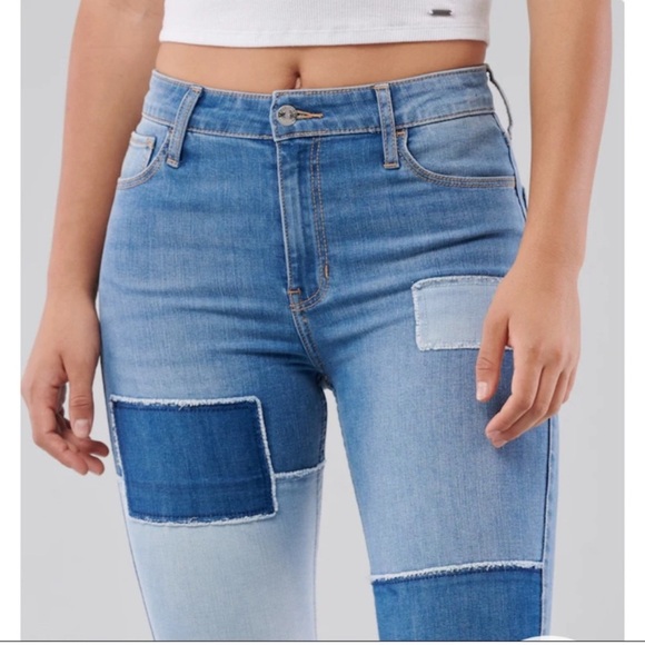 Hollister High-Rise Flare Patchwork Jeans – Size 15R (W32 L31) - Picture 3 of 4